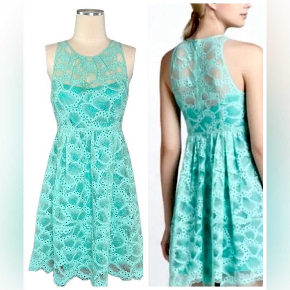Nanette Lepore | MINT Green Lace Overlay Mini Dress Sz 4